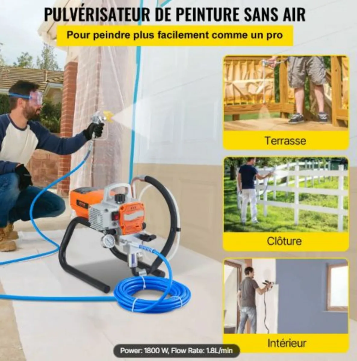 Pro Airless Wall Paint Sprayer, 1800W Electric - Image 2