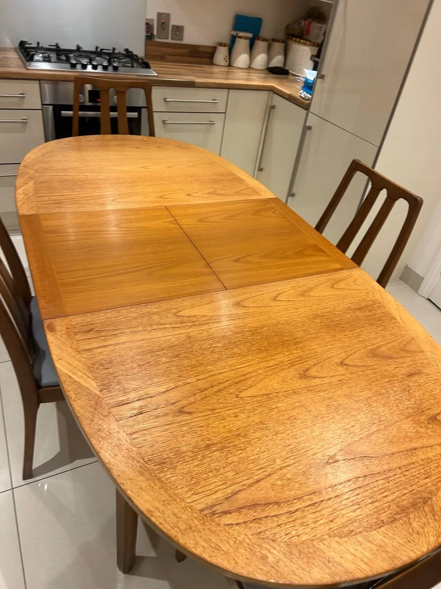 Mid century extendable teak table and 4 chairs - Image 4