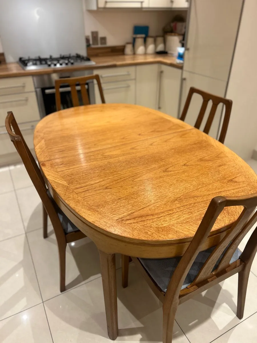 Mid century extendable teak table and 4 chairs - Image 2