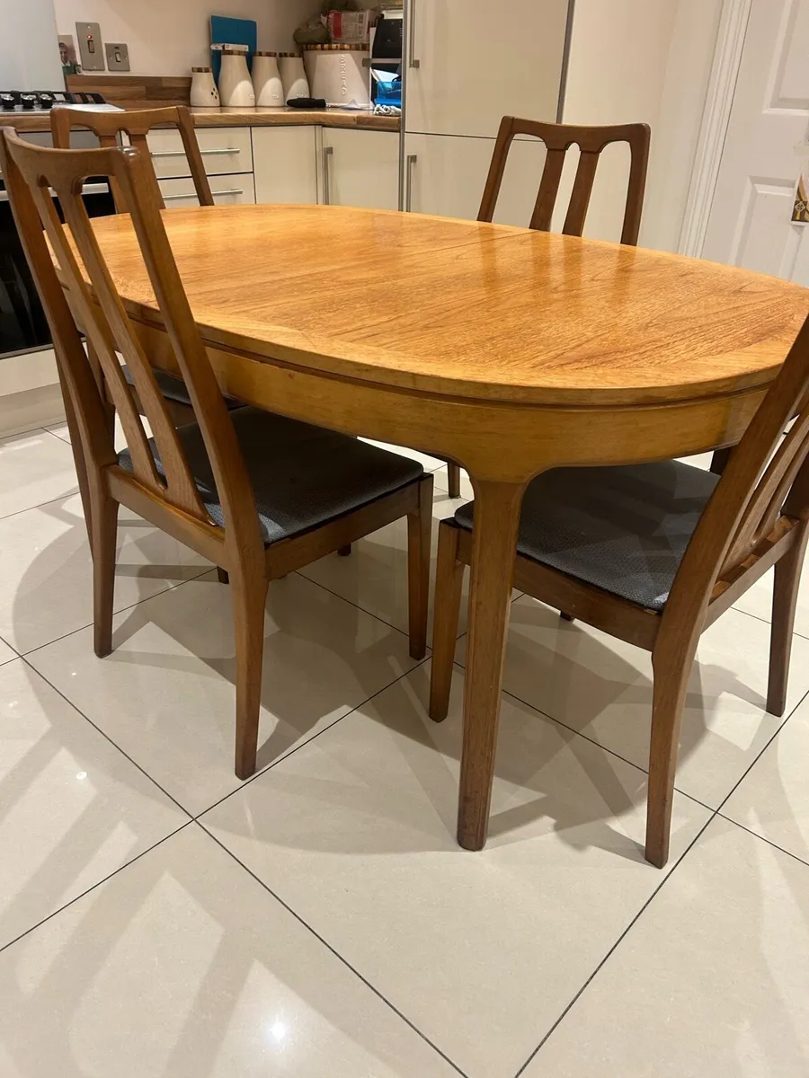 Mid century extendable teak table and 4 chairs - Image 3