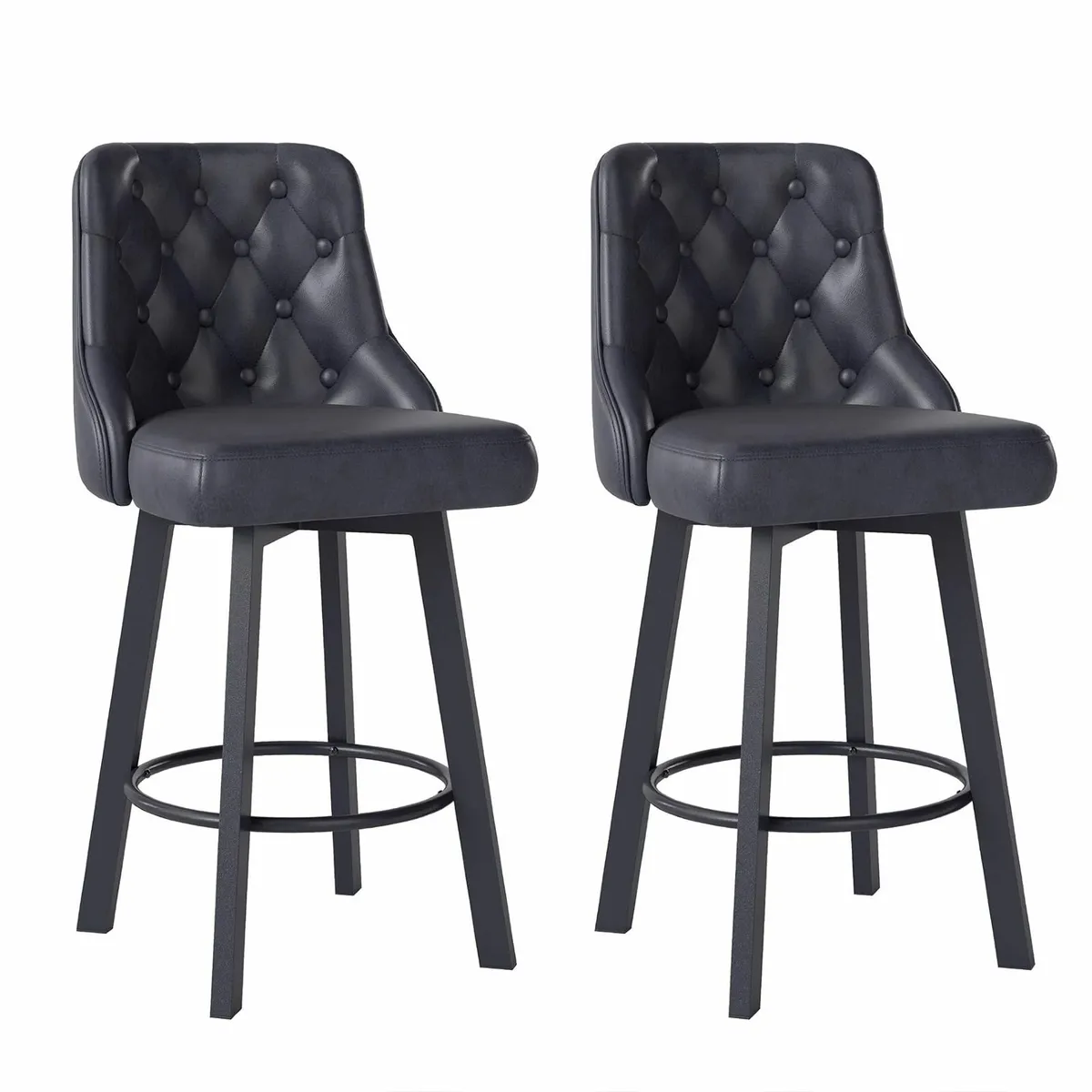 Bar Stools Set of 2, Waterproof PU Leather Chair - Image 1