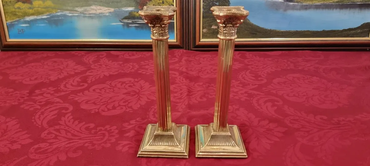 Solid Brass Art Deco Corinthian Column Candlestick - Image 1