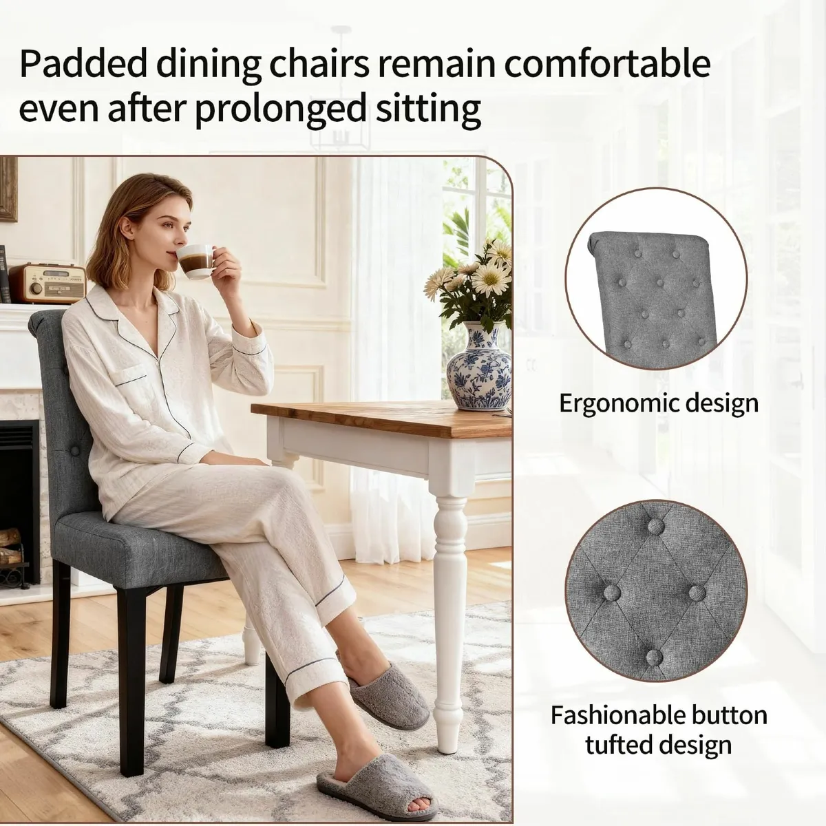 Dining Chairs set of 4, Upholstered High Back - Image 3