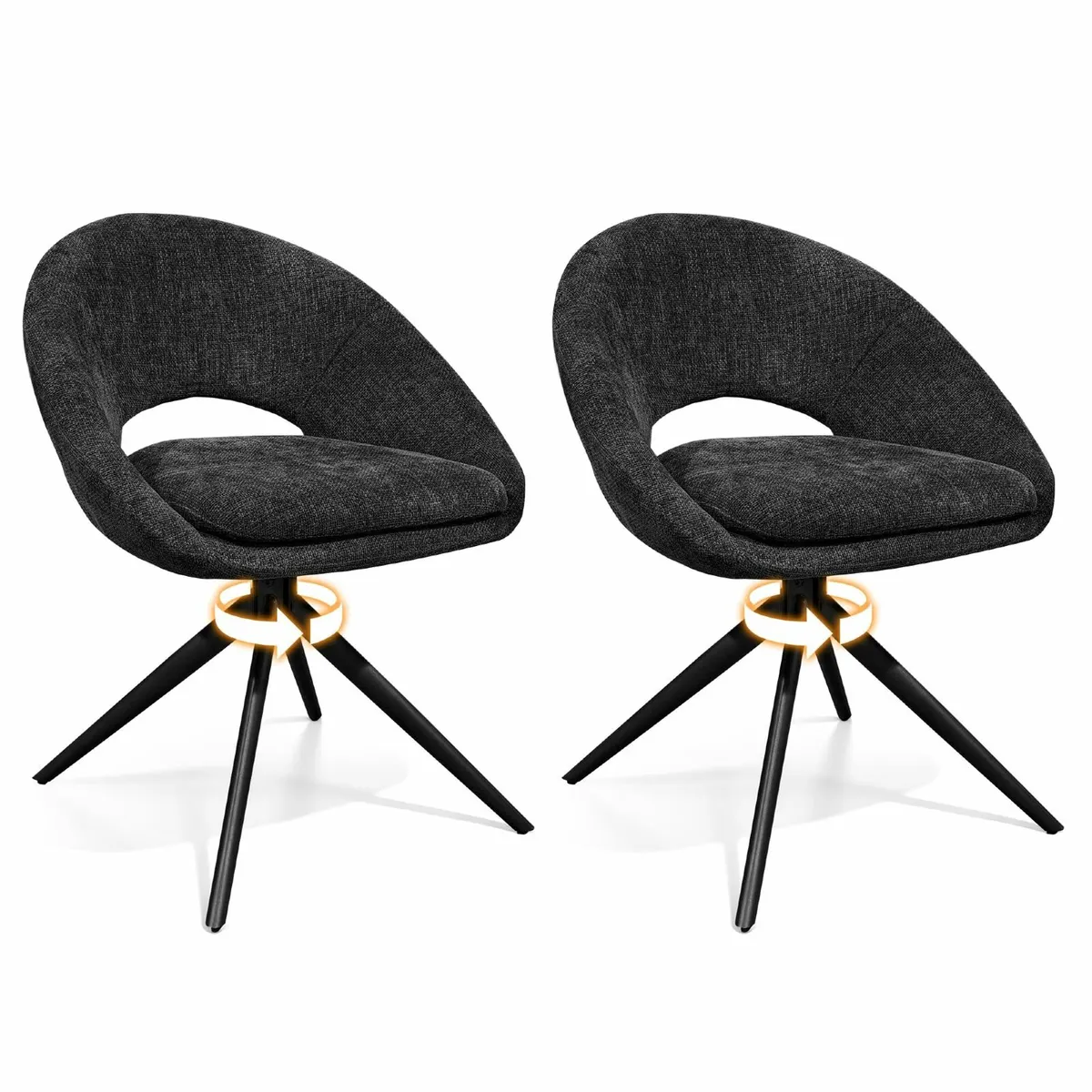 Swivel Dining Chairs Set of 2 Black Office Cafe - Image 4