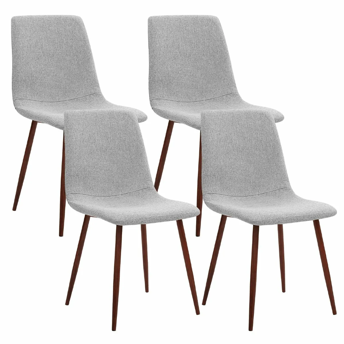Set of 4 Retro Upholstered Grey Dining Chairs - Image 3