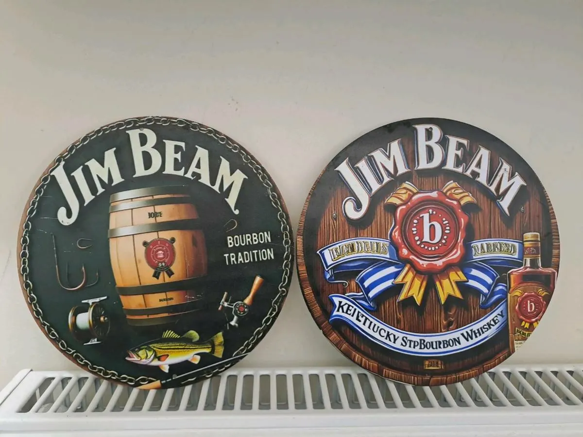 Jim Beam Bourbon Round Metal Signs - Image 1