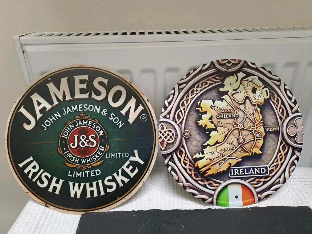 Jameson Irish Whiskey Round Metal Signs - Image 1