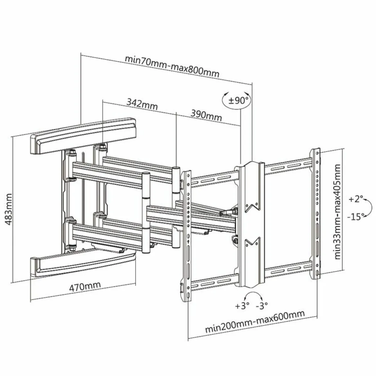 Tv Wall Mount Bracket Tilt Swivel Long Arm 37-80" - Image 3