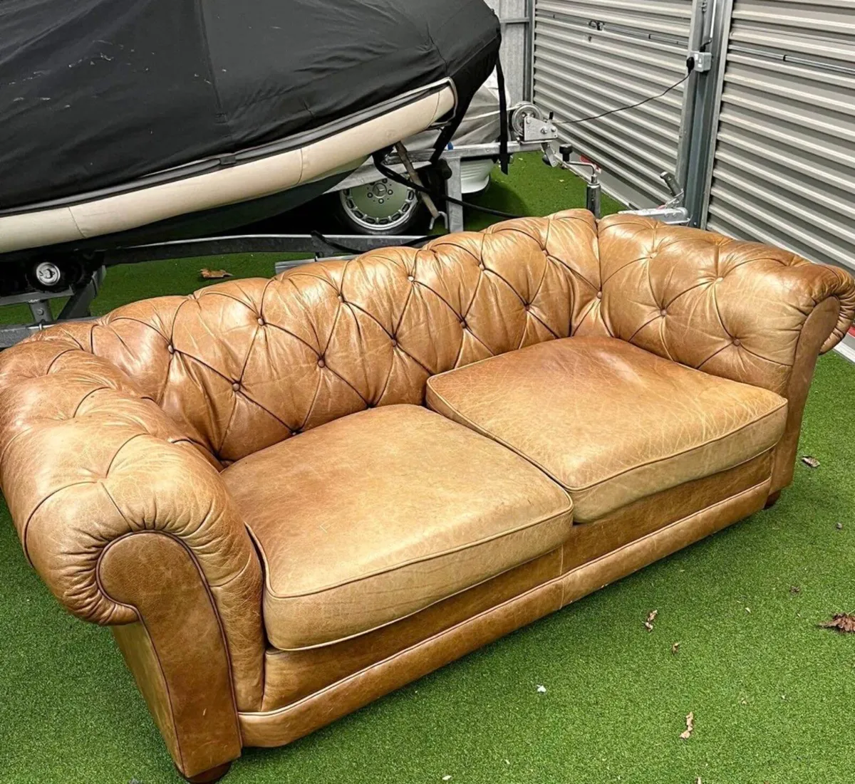 tan leather Hyde chesterfield 2 seater sofa