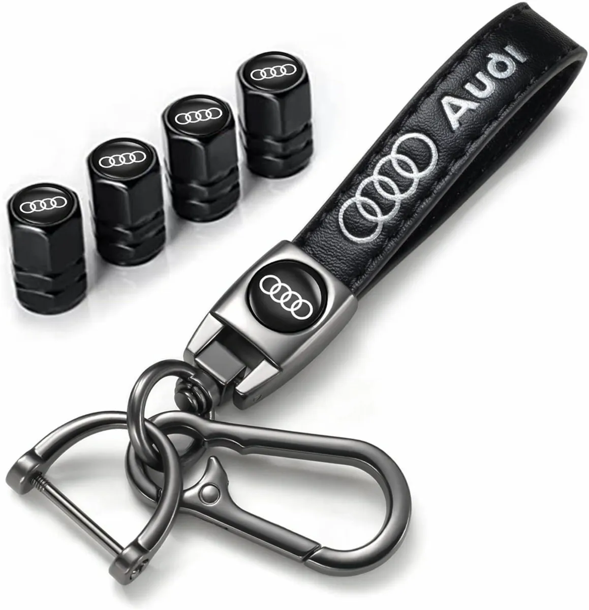 Audi Keyring with Car Tyre Dust Caps, Tyre Valve C