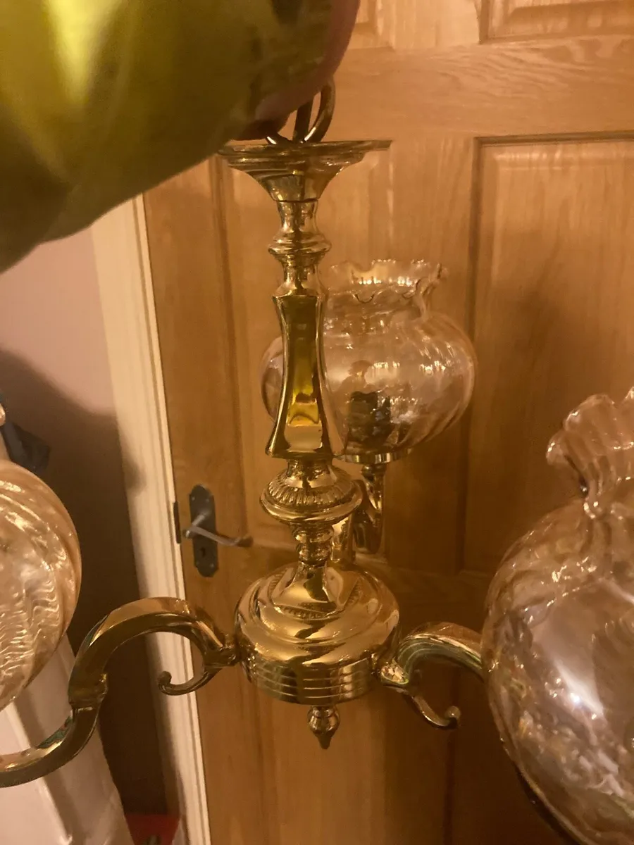 Three arm chandelier with large globes - Image 2