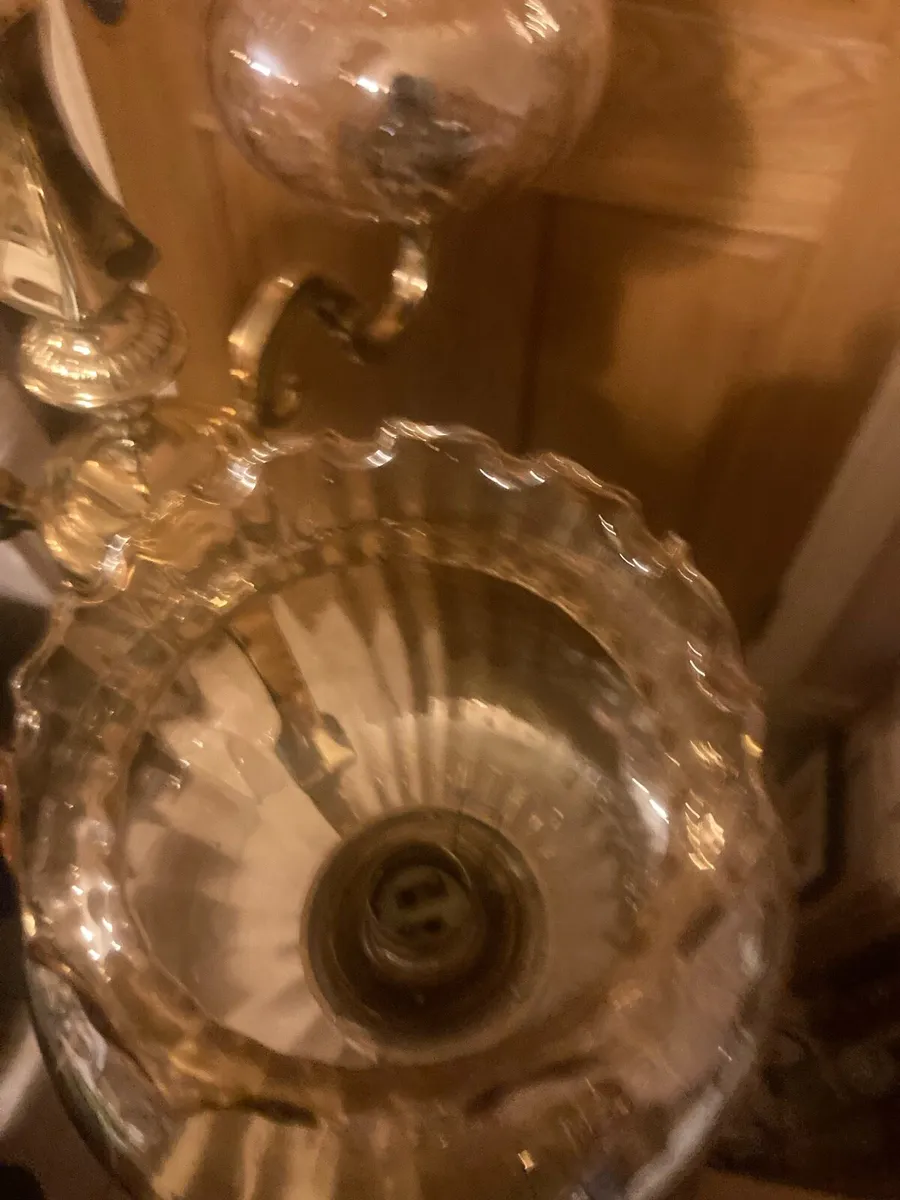 Three arm chandelier with large globes - Image 4