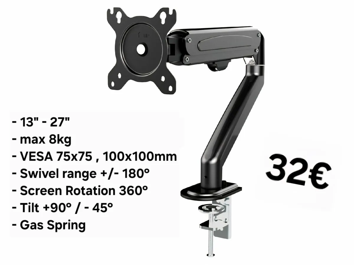 TV Monitor Desk Mount Bracket Tilt Swivel 13-27" - Image 1