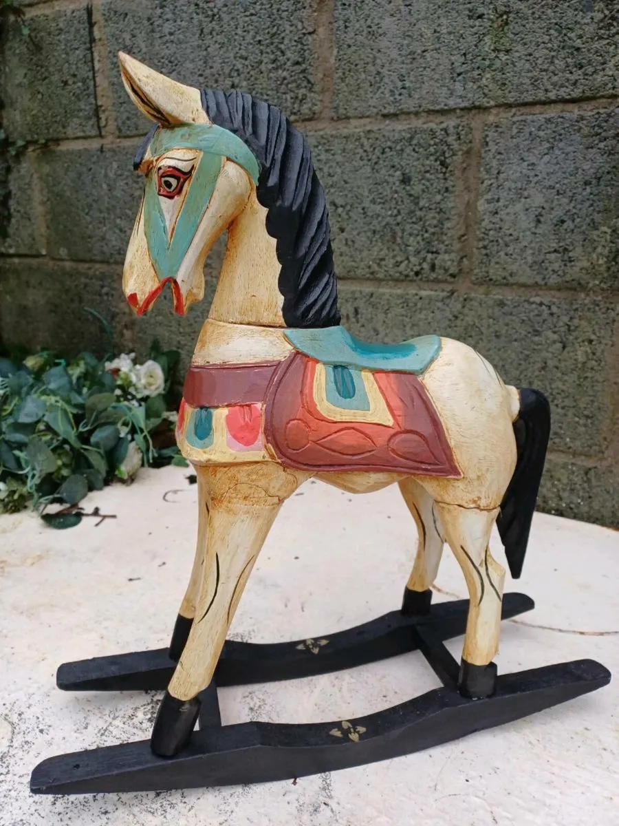 Vintage Handmade Wooden Horse - Image 1