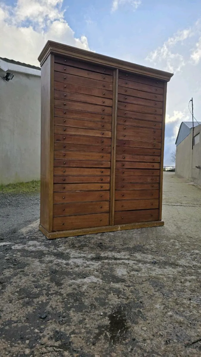 Huge antique apothecary drawer cabinet - Image 2