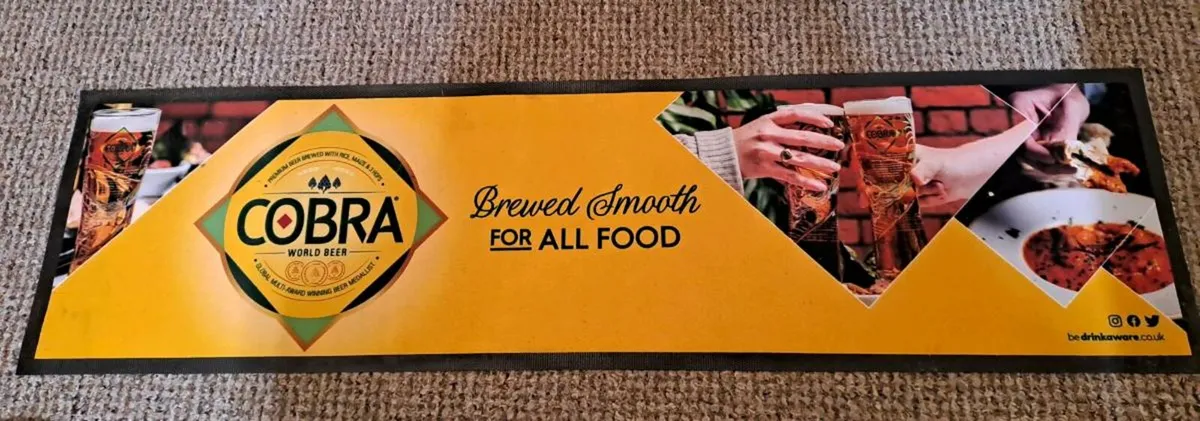 Large Cobra World Beer Bar Runner / Bar Mat - Image 1