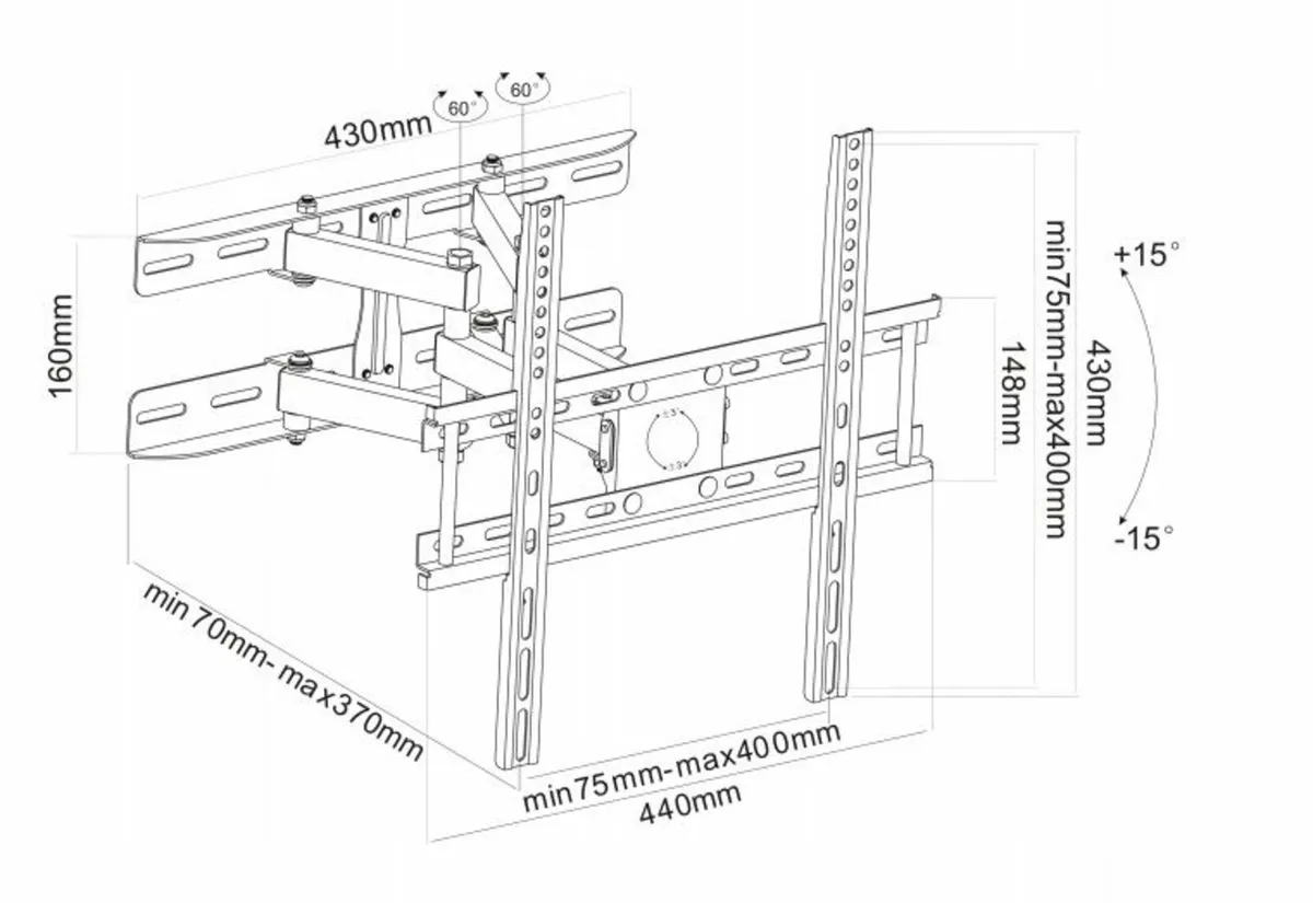 Tv Wall Mount Bracket Tilt and Swivel 20" - 65" - Image 2
