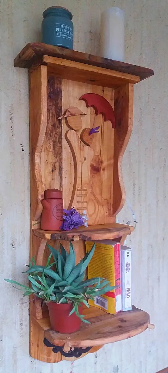 Rustic Driftwood Couple  Floating Shelf - Image 1