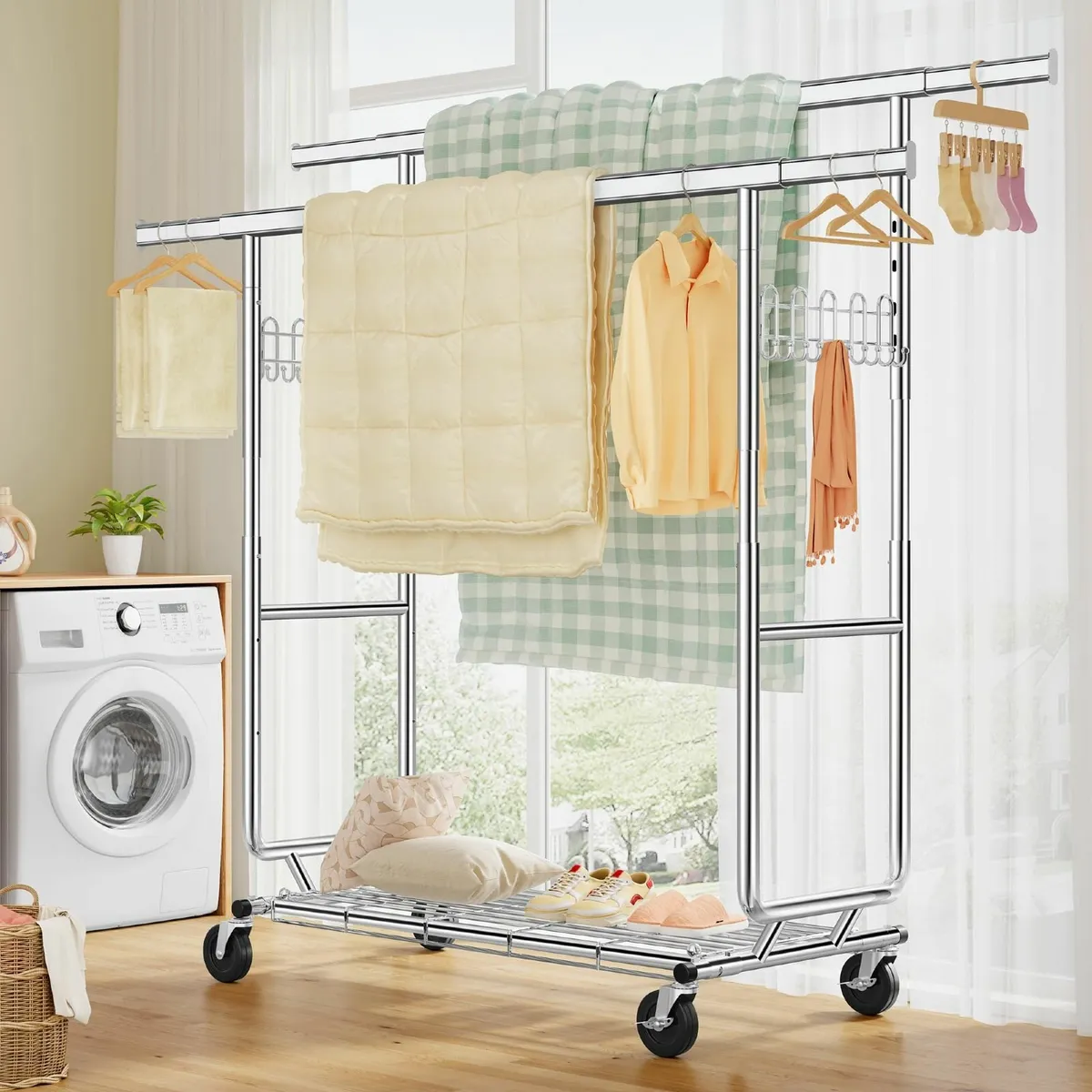 Double Clothes Rail Heavy Duty, Extendable - Image 2