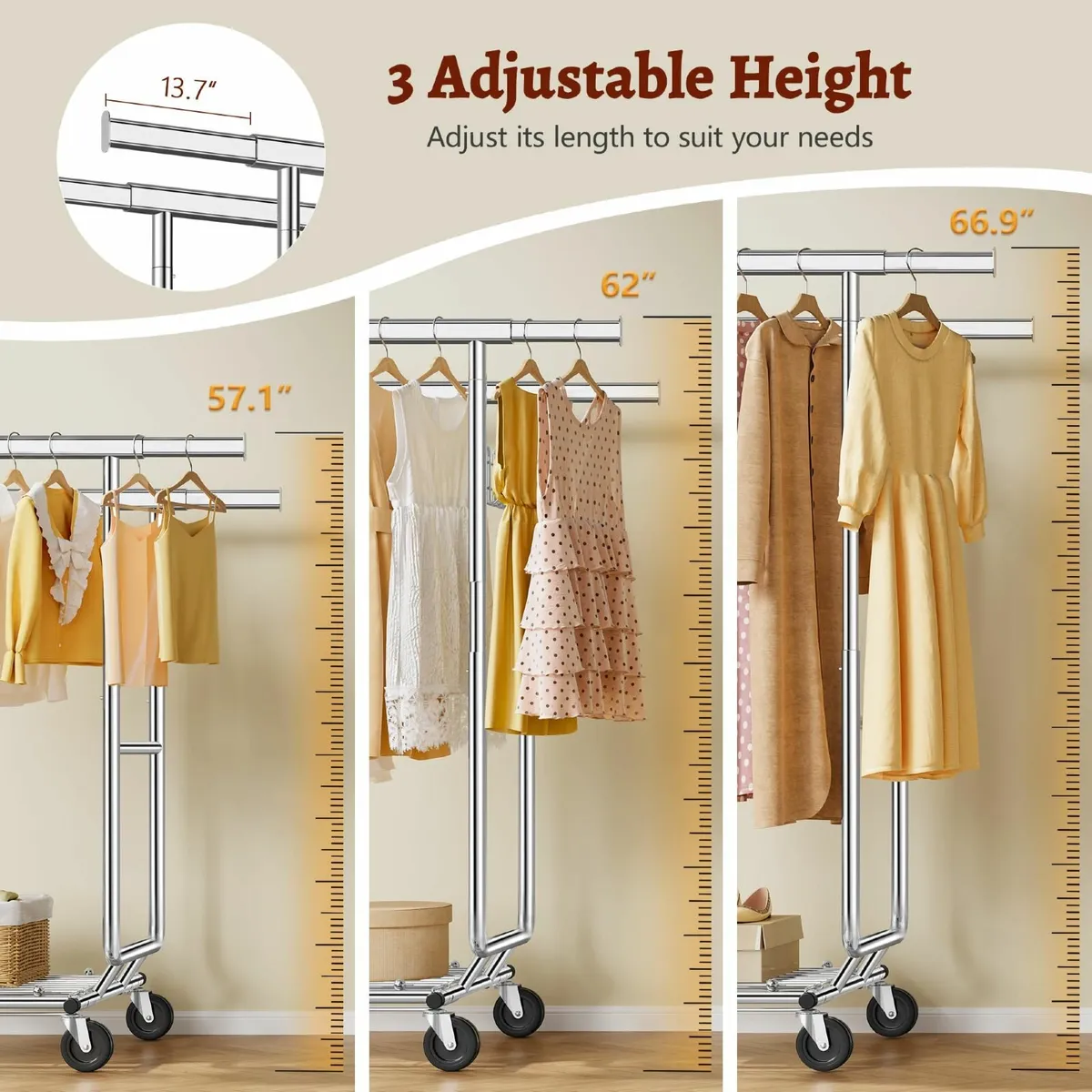 Double Clothes Rail Heavy Duty, Extendable - Image 4