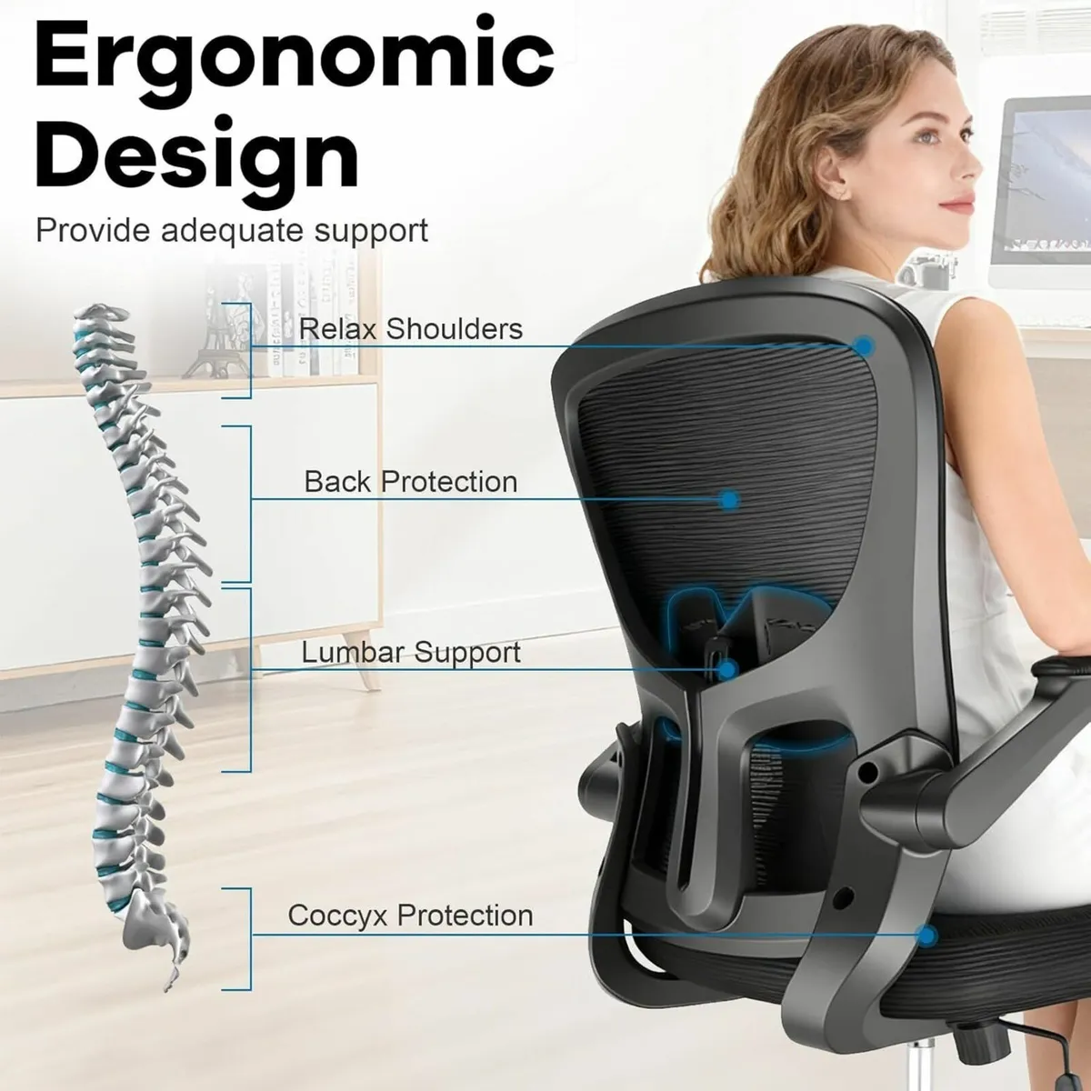 Office Chair Mid-Back Desk with Lumbar Support - Image 4