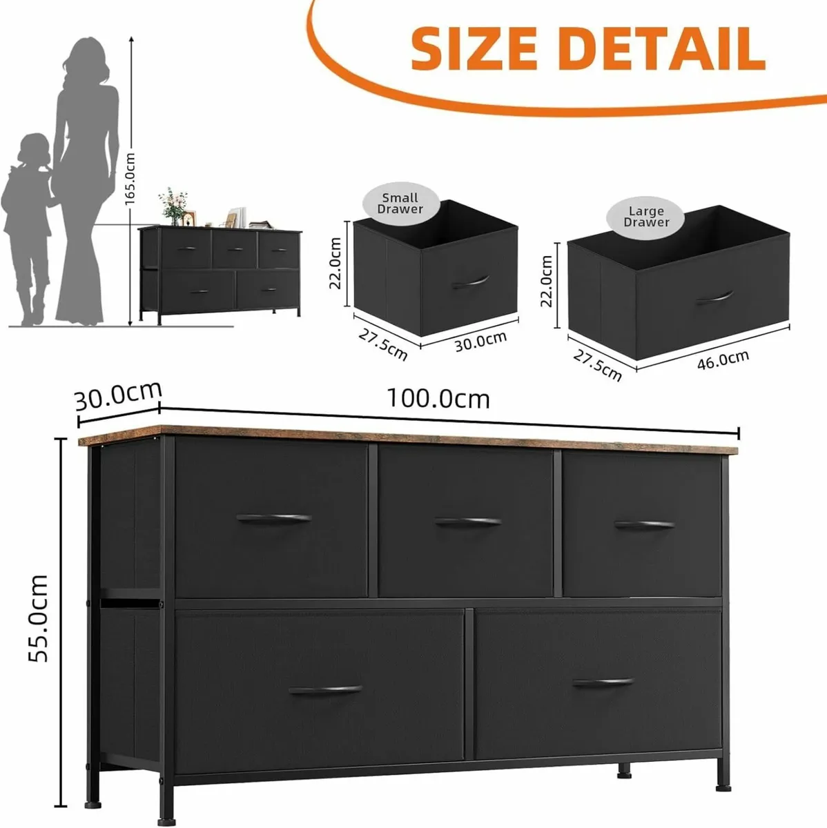 Chest of Drawers with 5 Wide Storage Organiser - Image 3