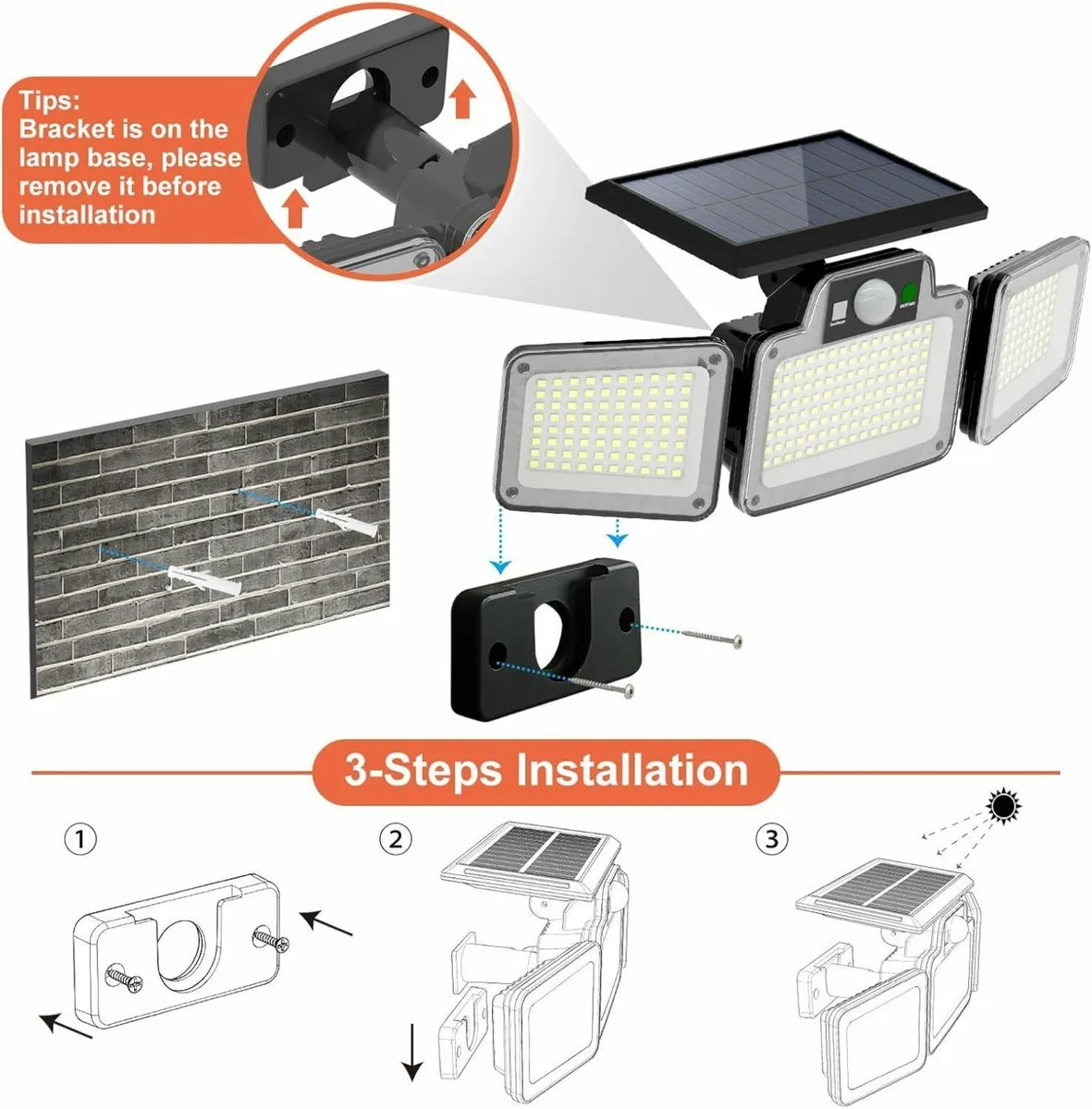 280 LED Solar Flood Lights Outdoor 3 Adjustable - Image 3