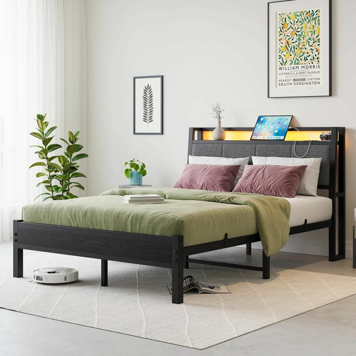 Double Bed Frame Charging Station 136x210cm - Image 1