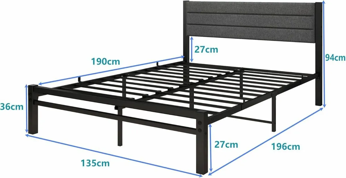 Double Bed Frame  Storage Upholstered 135x196cm - Image 2