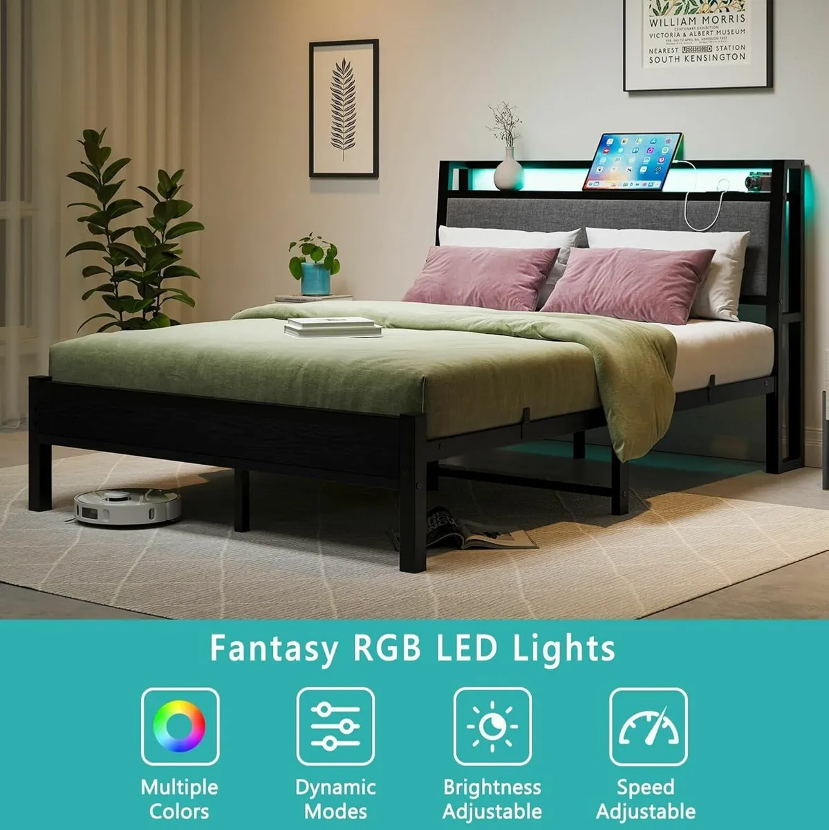 Double Bed Frame Charging Station 136x210cm - Image 4