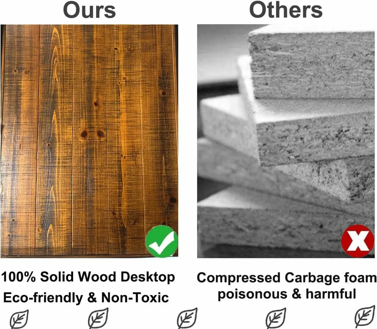 Real Wood Computer Desk 120cm Vintage Home Office - Image 4