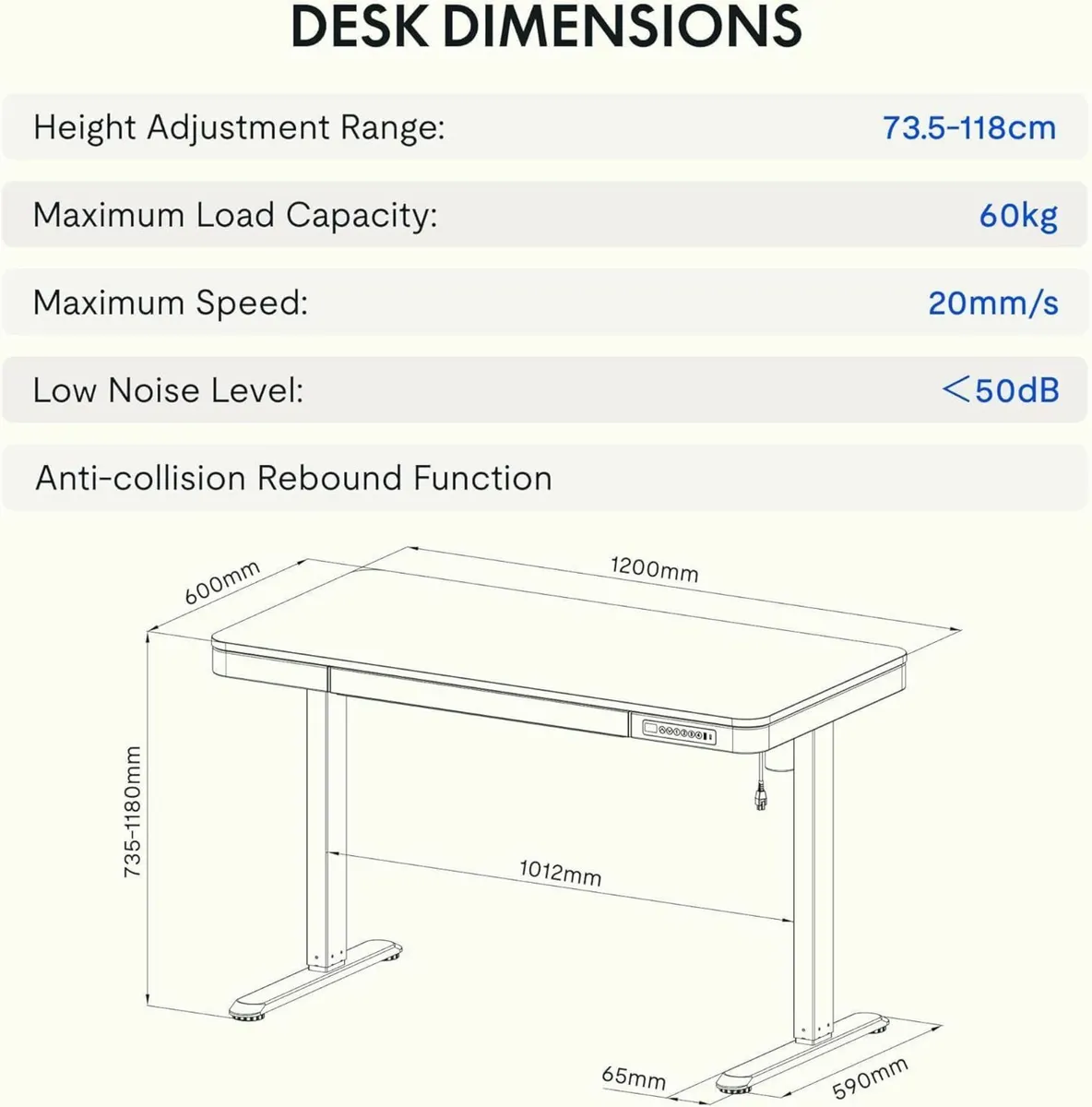 Q3 Standing Desk Home Office Electric Height - Image 3