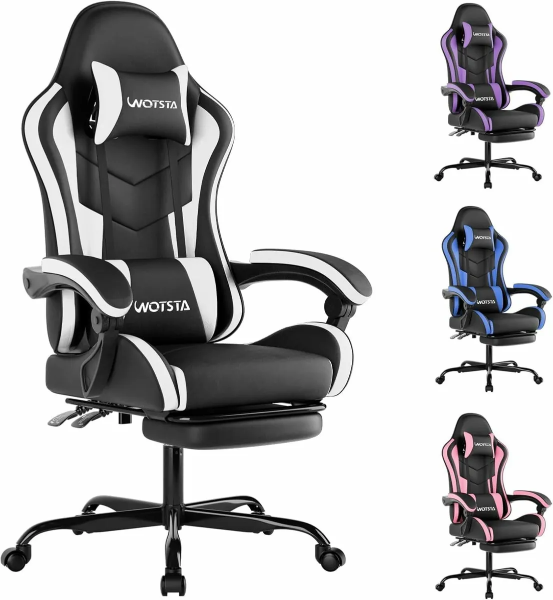 Gaming Chair with Footrest Ergonomic Computer - Image 1