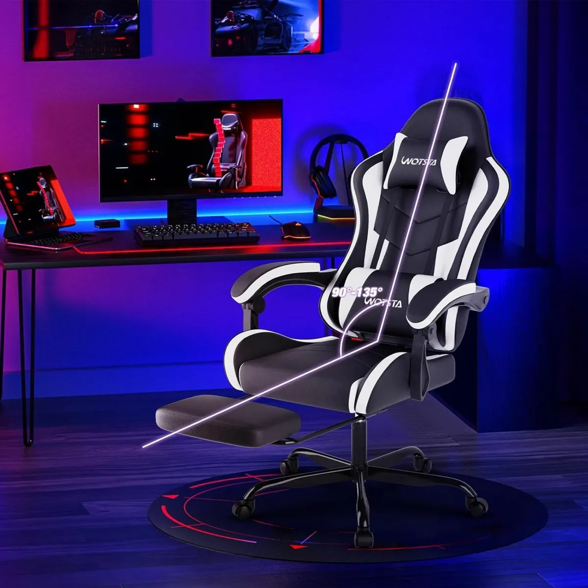 Gaming Chair with Footrest Ergonomic Computer - Image 2