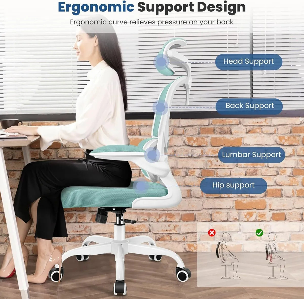 Ergonomic Office Chair Mesh Desk with Lumbar - Image 3