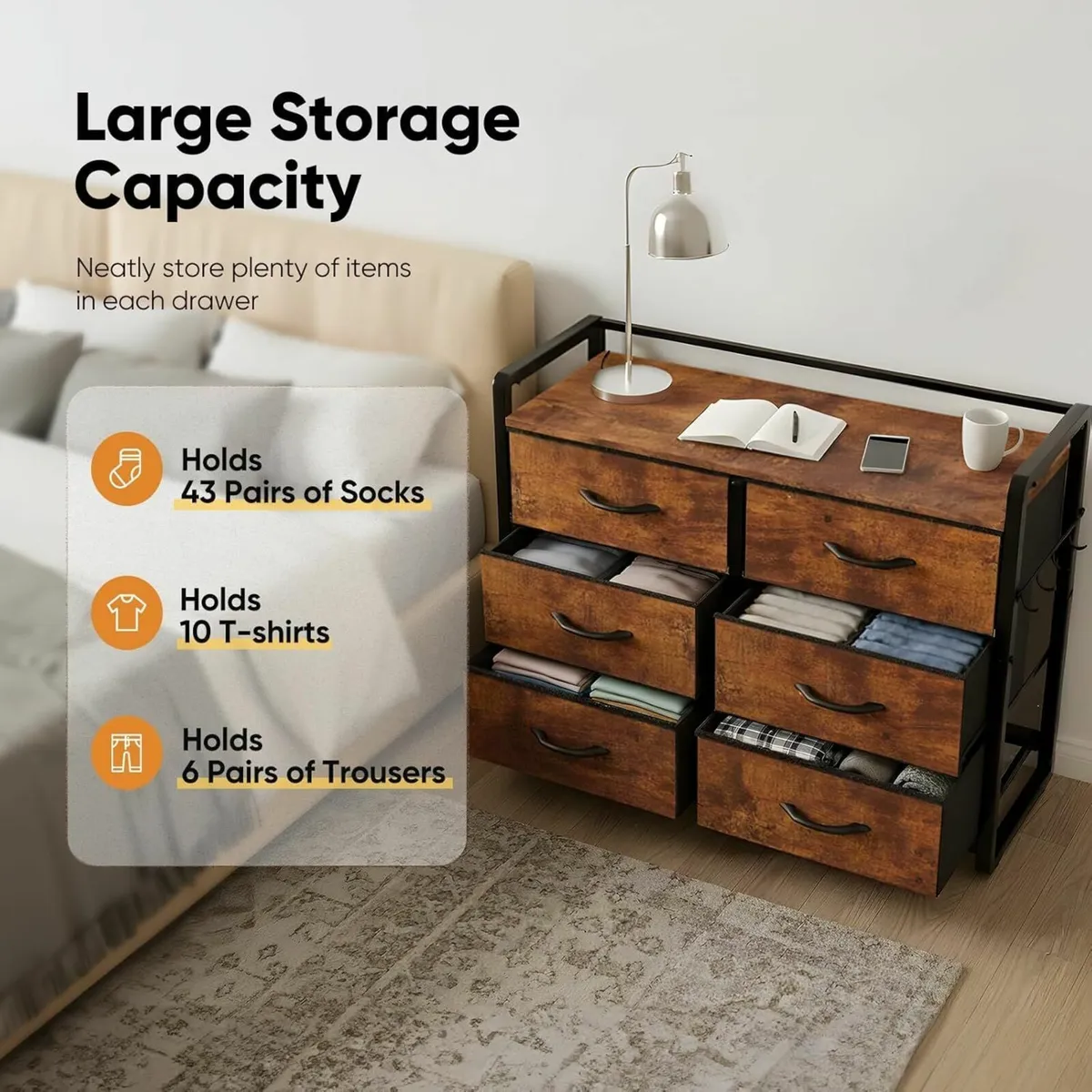 Chest of Drawer with 6 Drawers Large Capacity - Image 3