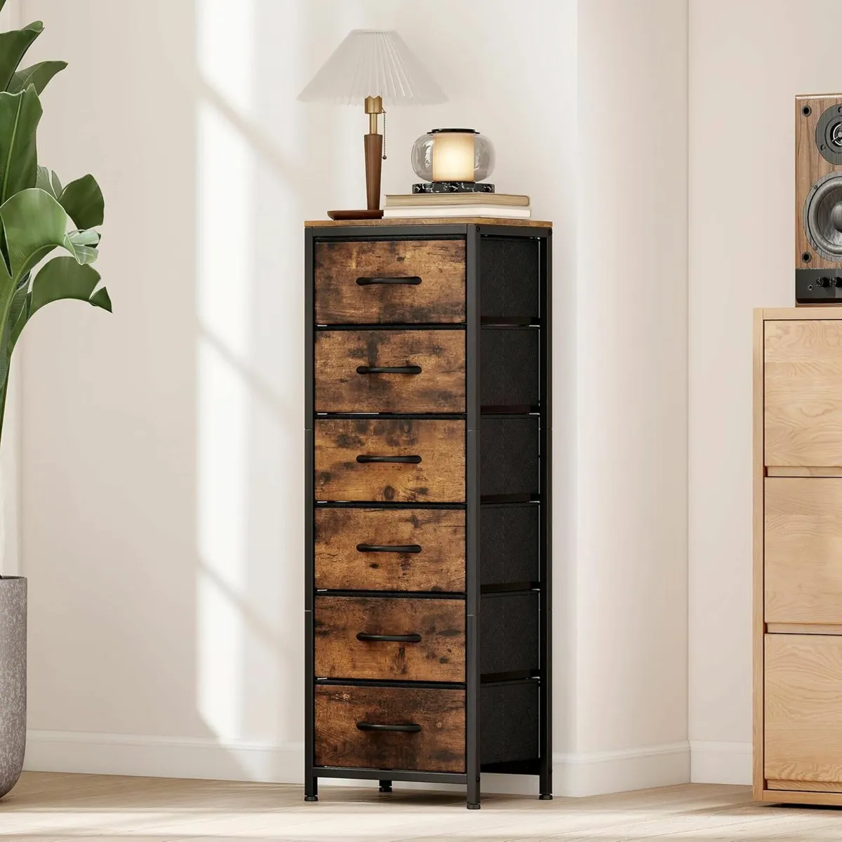 Chest of Drawers Tall with 6 Fabric Dresser for - Image 1