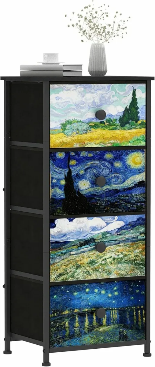 Chest of Drawers with 4 Fabric Van Gogh Dresser - Image 3