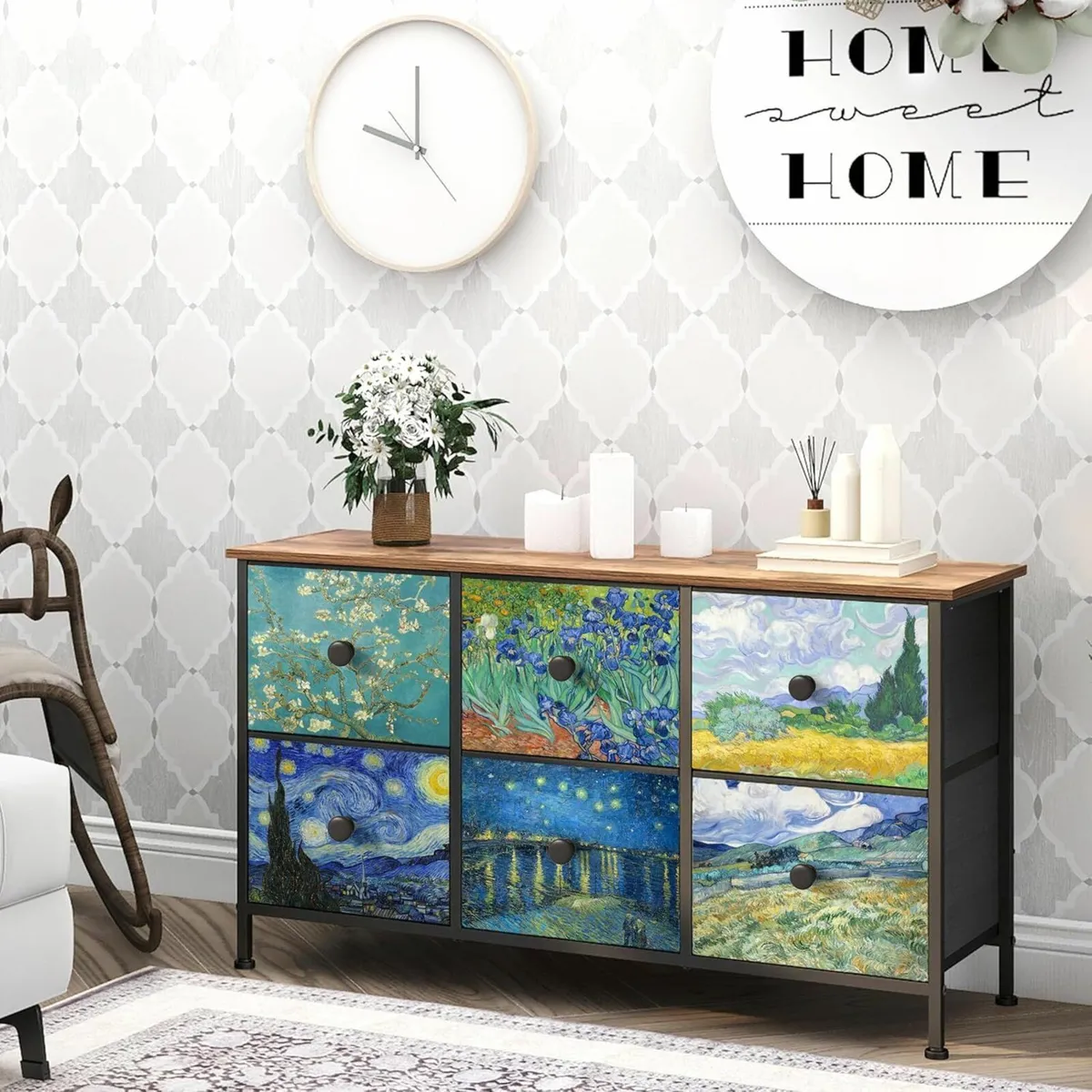 Dresser Bedroom with 6 Fabric Drawers Wide - Image 2