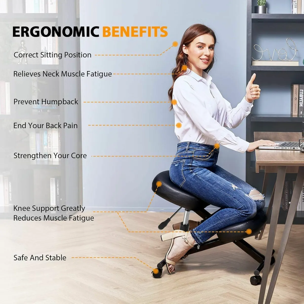 Kneeling Chair Ergonomic with Thick Memory Foam - Image 4