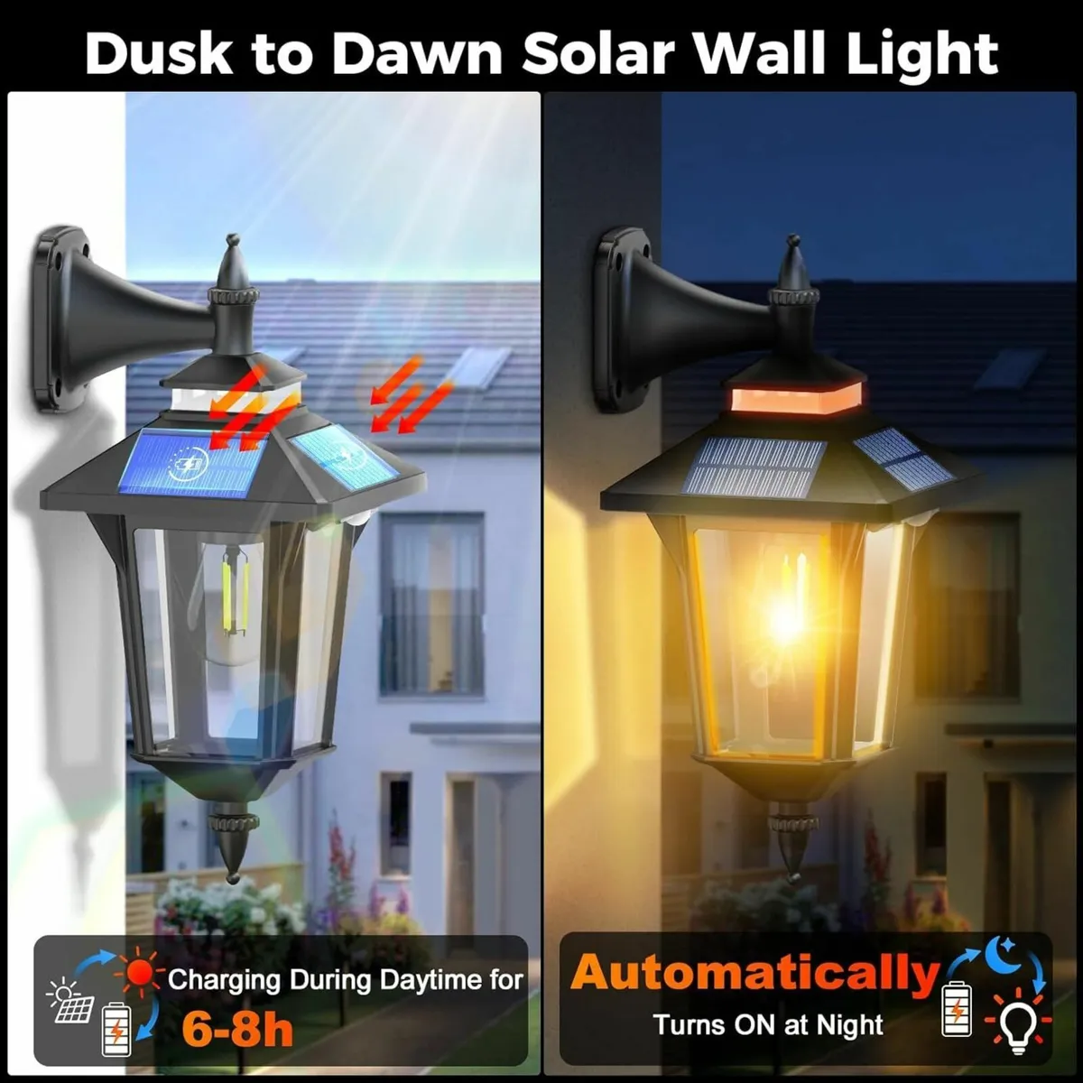 Outdoor Solar Wall Lights Vintage Light with - Image 2