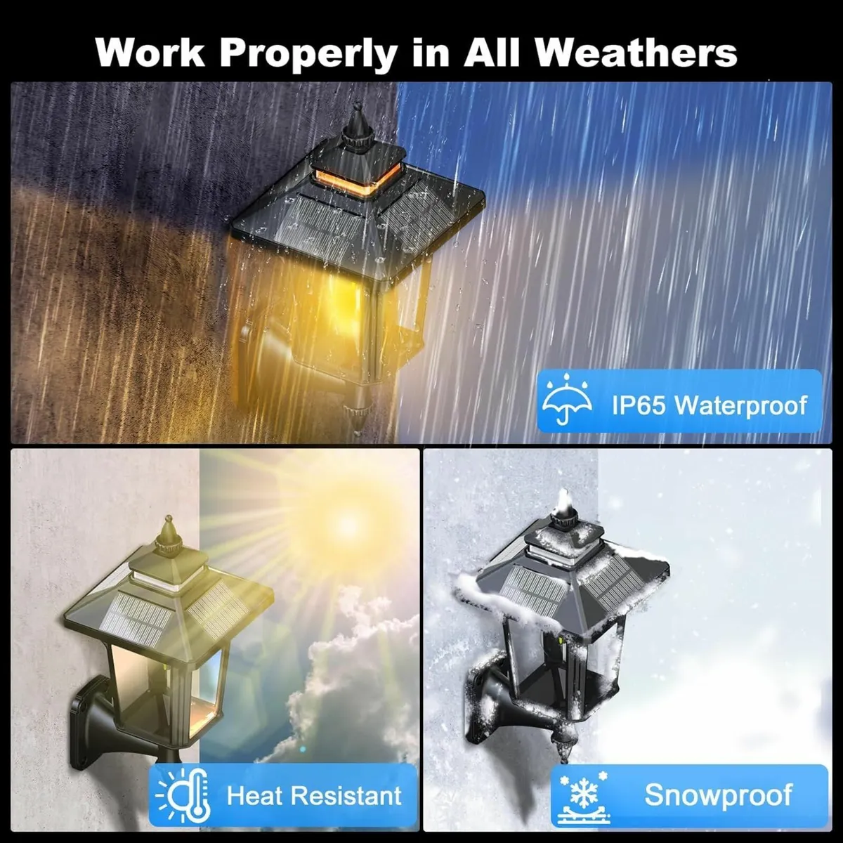 Outdoor Solar Wall Lights Vintage Light with - Image 3