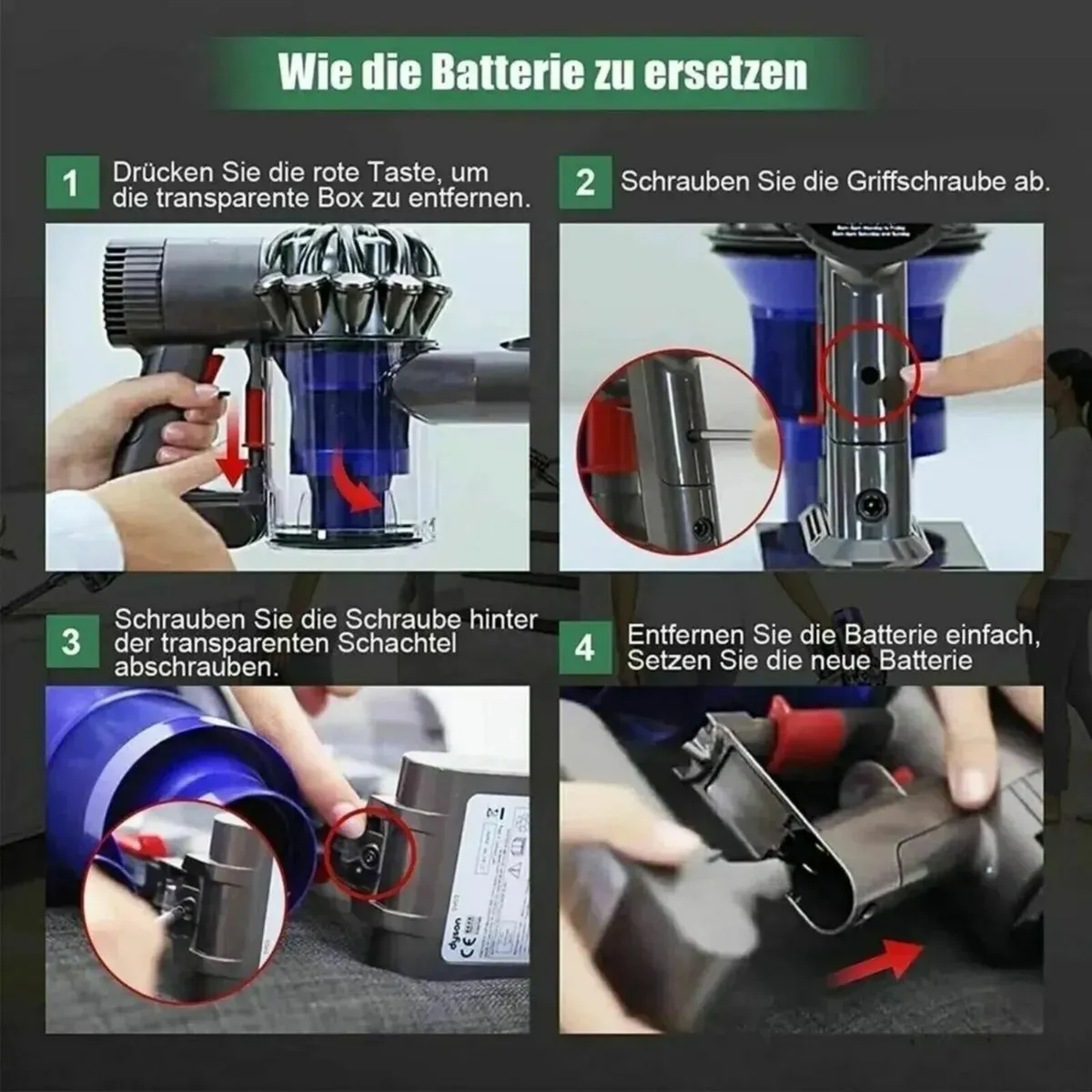 Replacement V6 Battery for Dyson, 21.6V, 6000mAh - Image 3