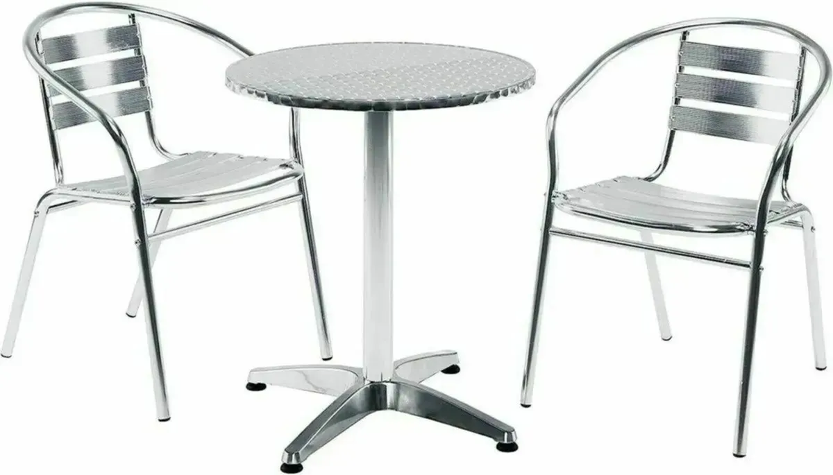 Cafe Bistro Restaurant Table Adjustable Silver - Image 3