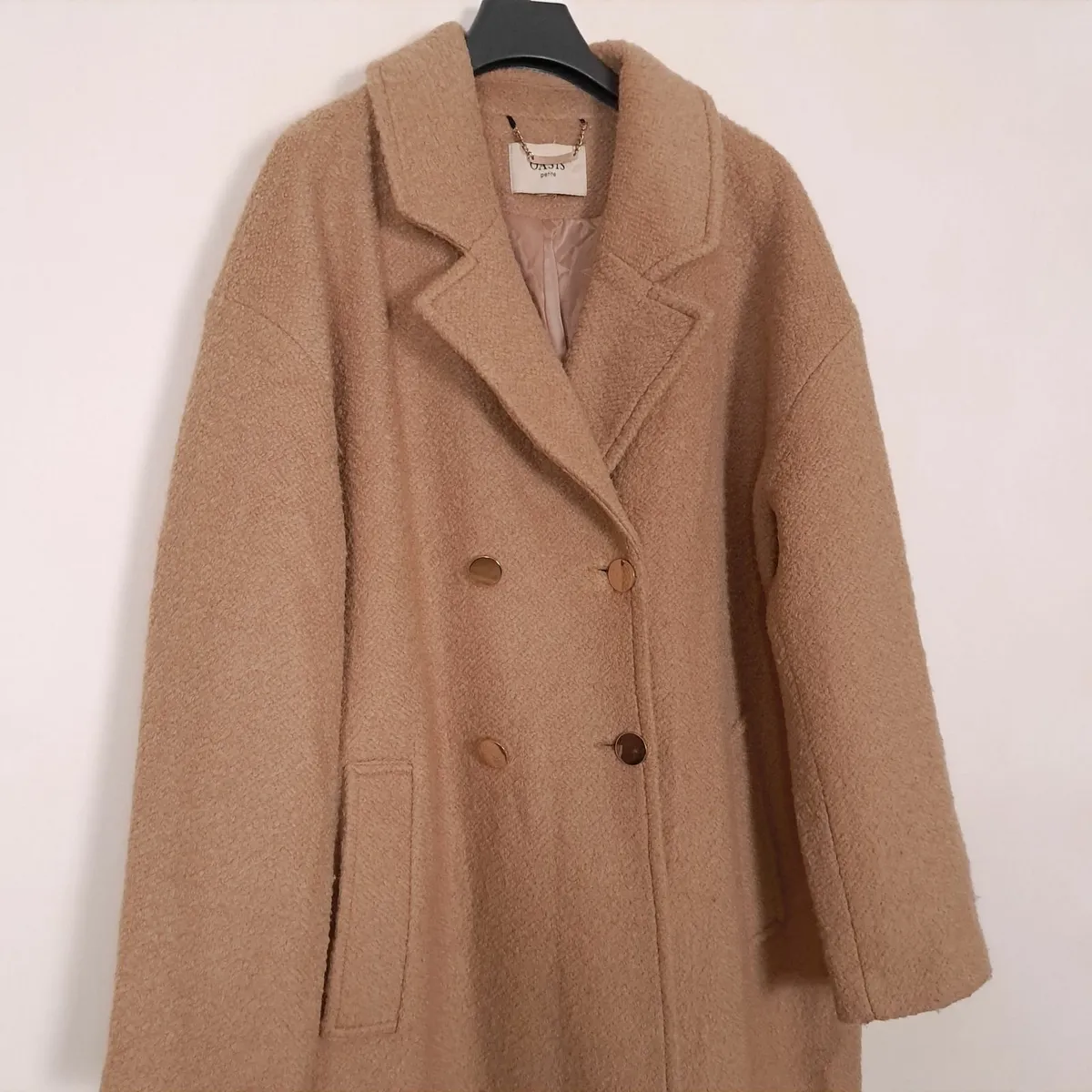 Oasis Beige Camel Long Coat Wool 18UK/46EU - Image 3