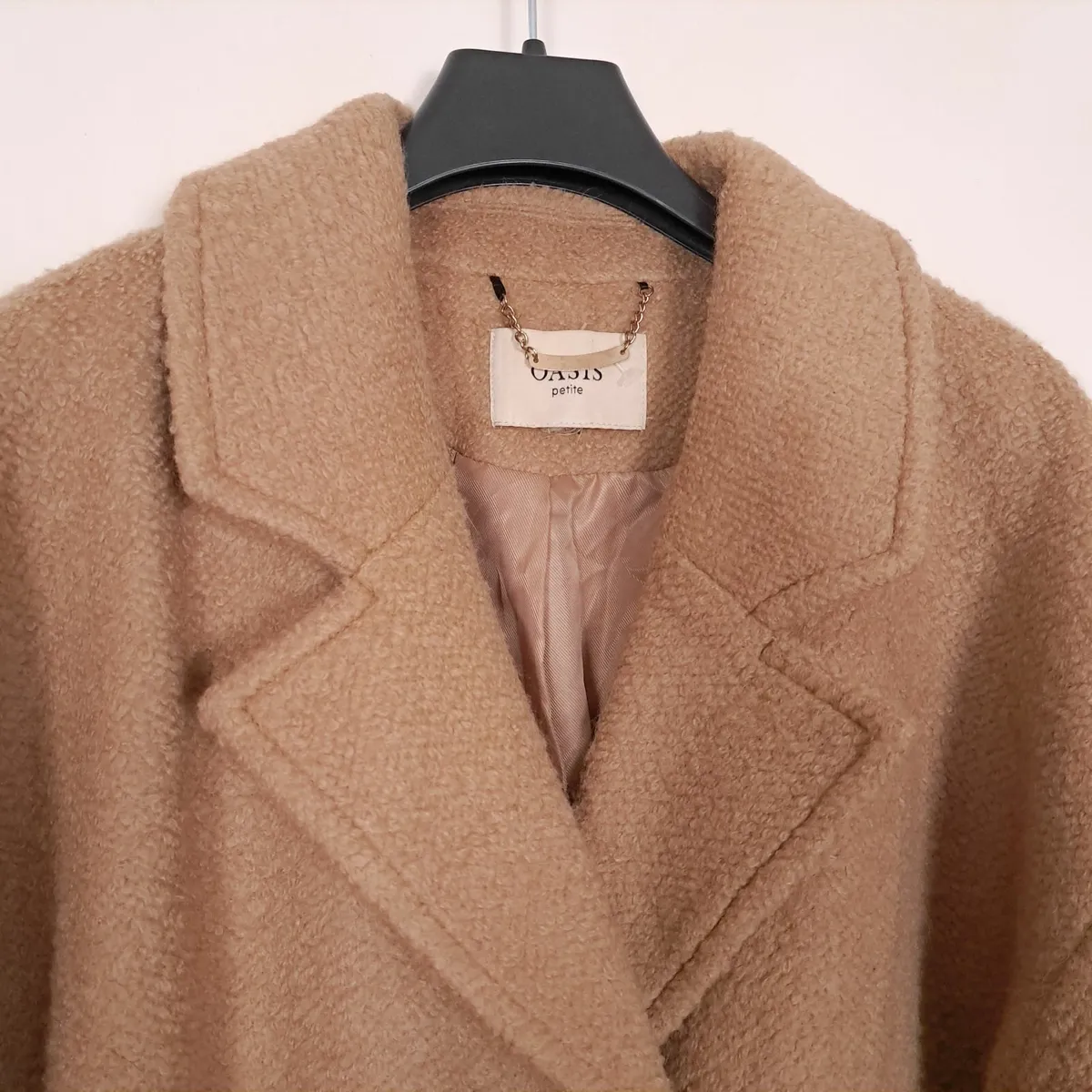 Oasis Beige Camel Long Coat Wool 18UK/46EU - Image 4