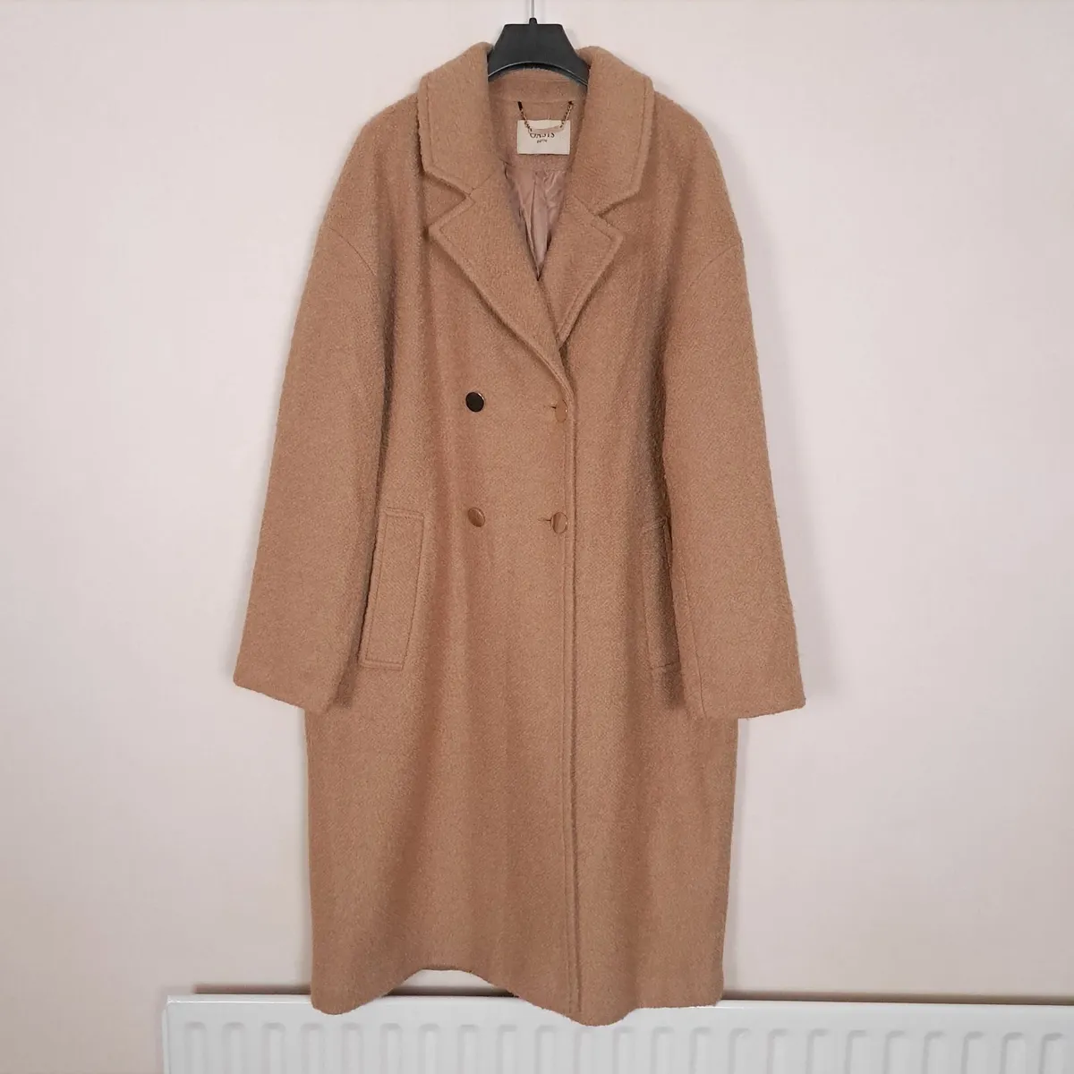 Oasis Beige Camel Long Coat Wool 18UK/46EU - Image 1
