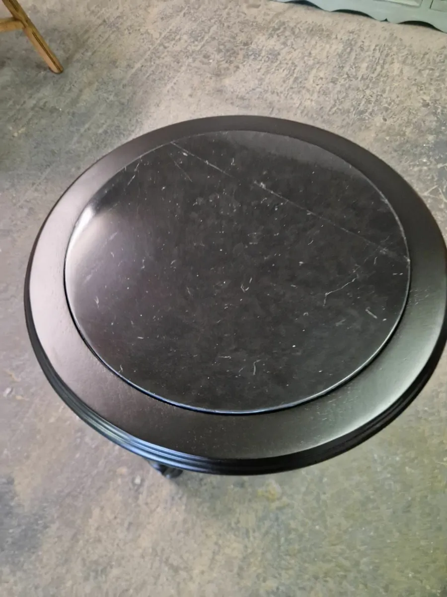 Vintage Marble top oak side table - Image 2