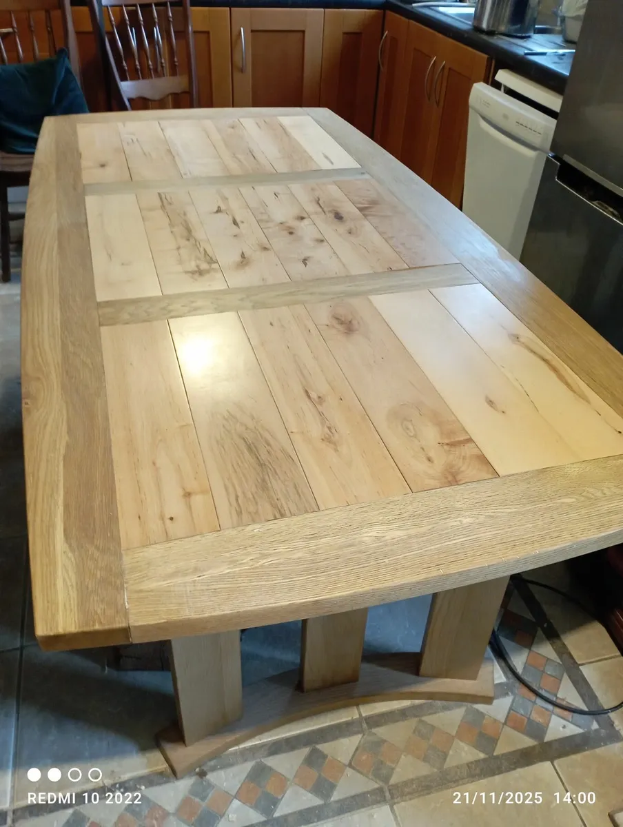 Oak & Maple Table, Rectory Style, Pedestal Base - Image 1