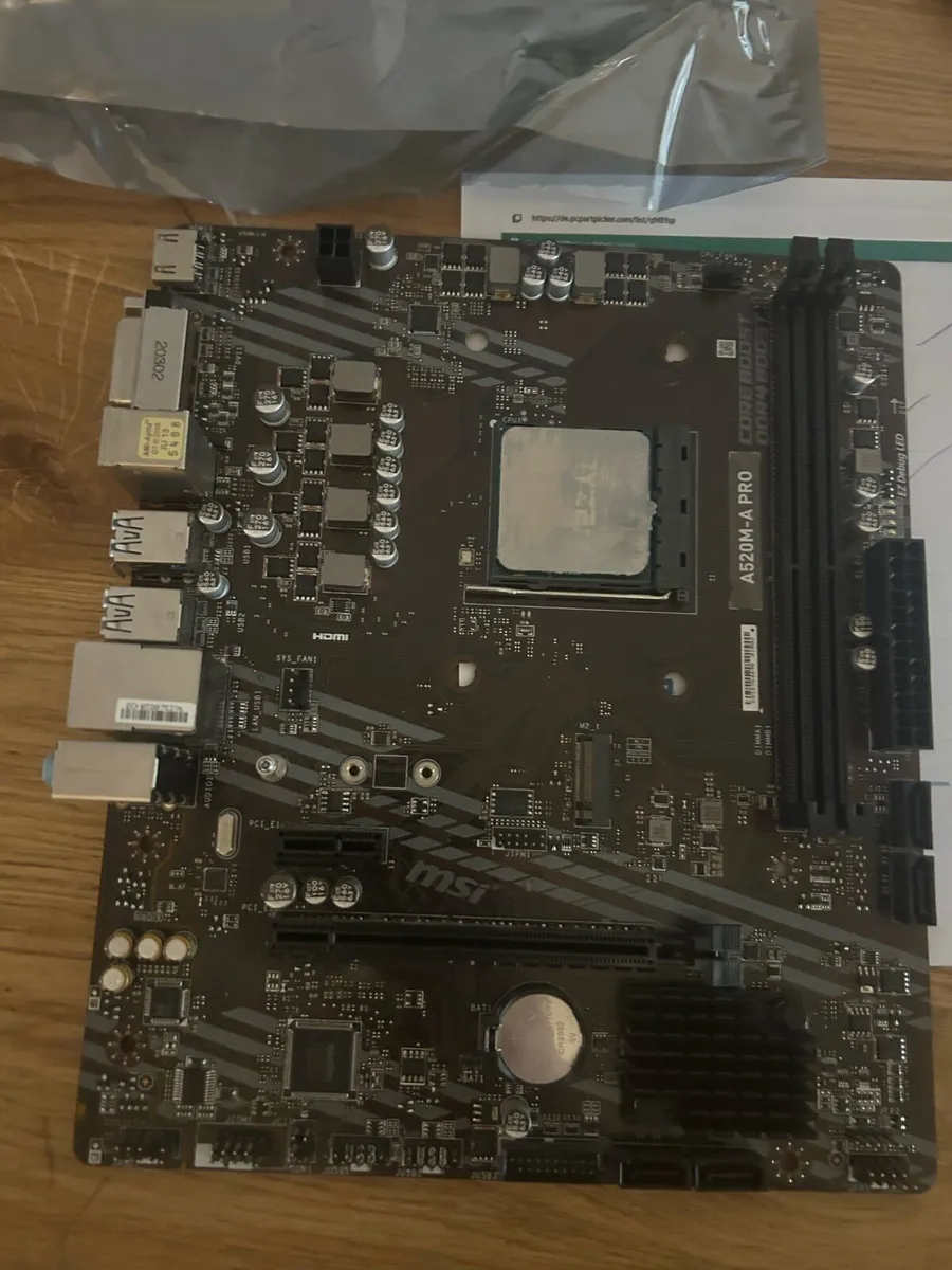 MSI A520-M PRO Motherboard with Ryzen 5 5600x